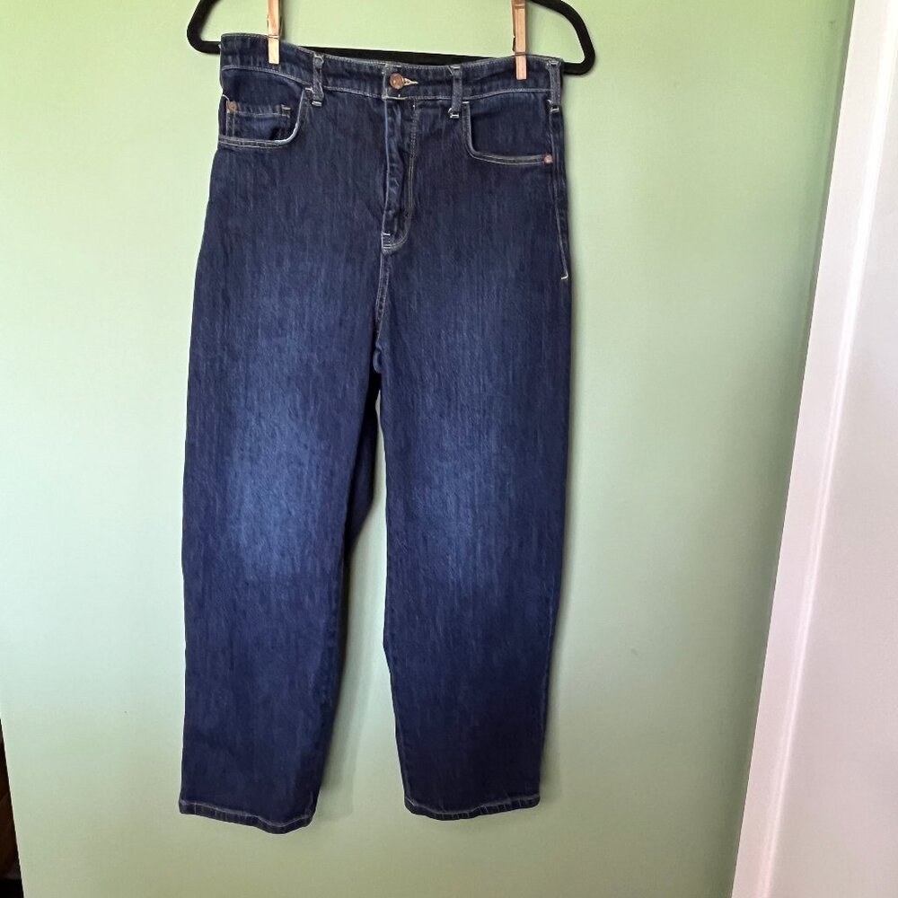 Anthropologie Pilcro High Waisted Patch Pocket Wide Leg Cropped Jeans Size 29